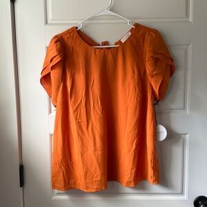 Orange Short Sleeve Blouse